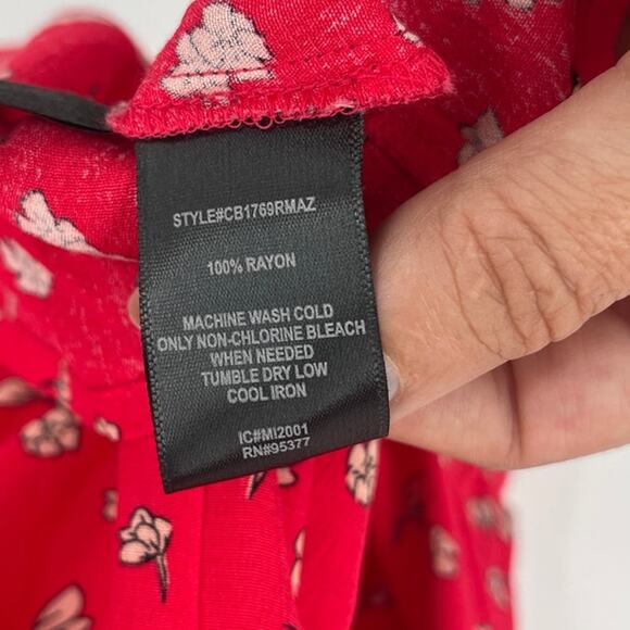 Sanctuary Peasant Button Front Womens Top Sz 3X Cottagecore Boho Red Smock Flowy - Picture 9 of 10